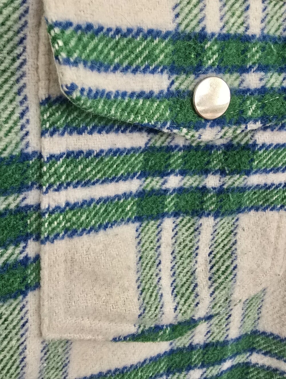Joie Green Blue & White Plaid Flannel Shacket Shirt Jacket Size Small - Picture 6 of 12